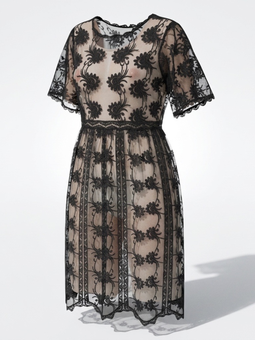 🖤 “I Have Nothing to Wear” Vintage Lace Shear Dress M